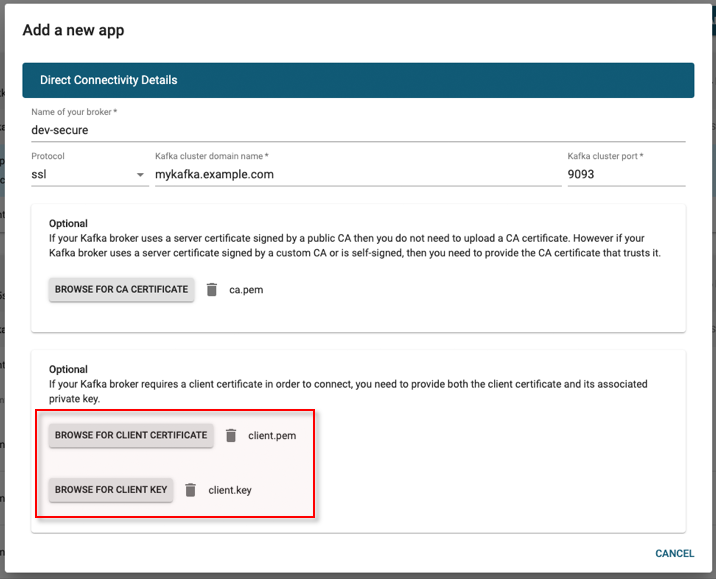 Importing client certificate