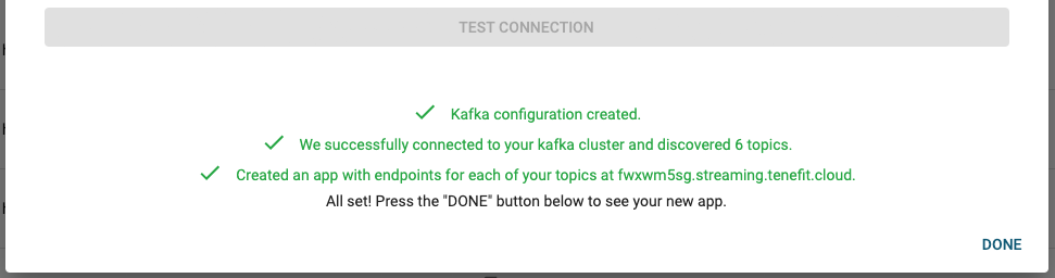 Add new app - Testing the connection